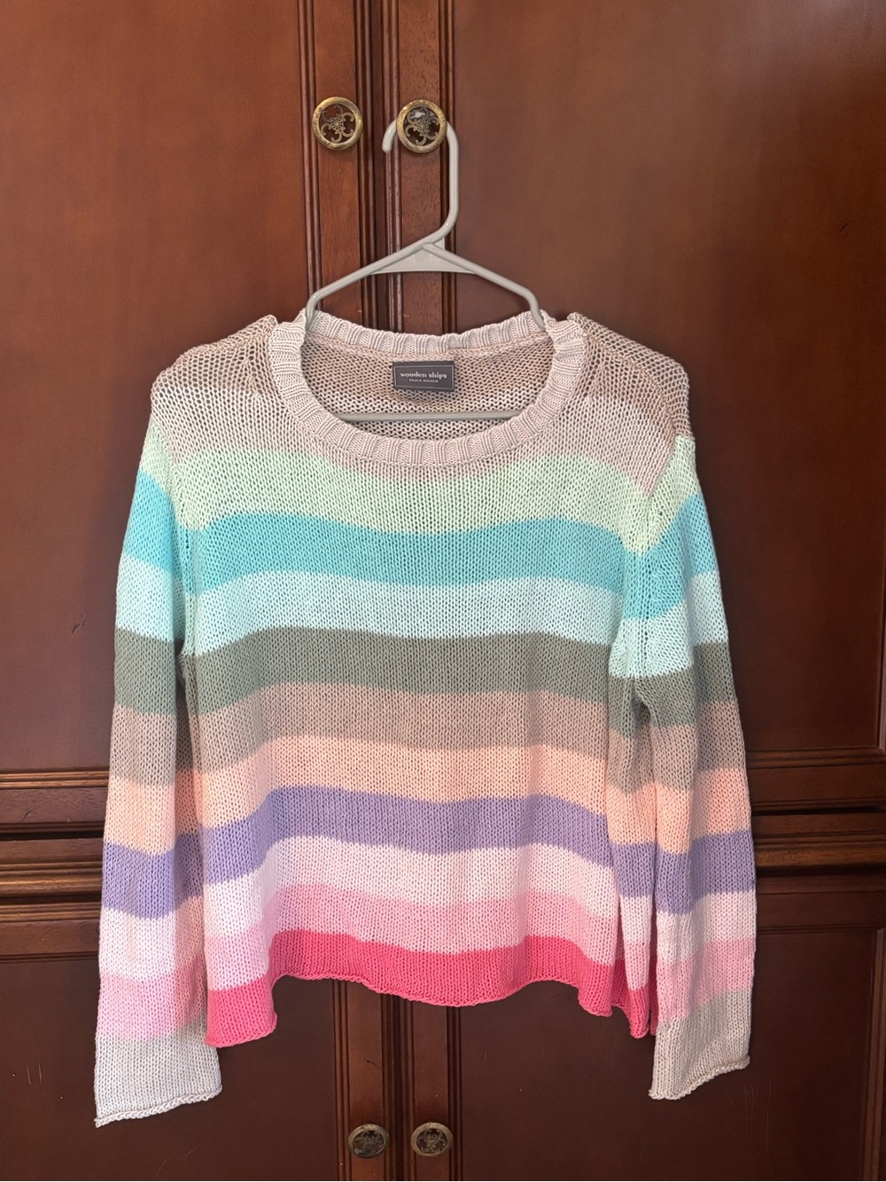 Wooden Ships Pastel Multicolor Striped Crewneck Sweater